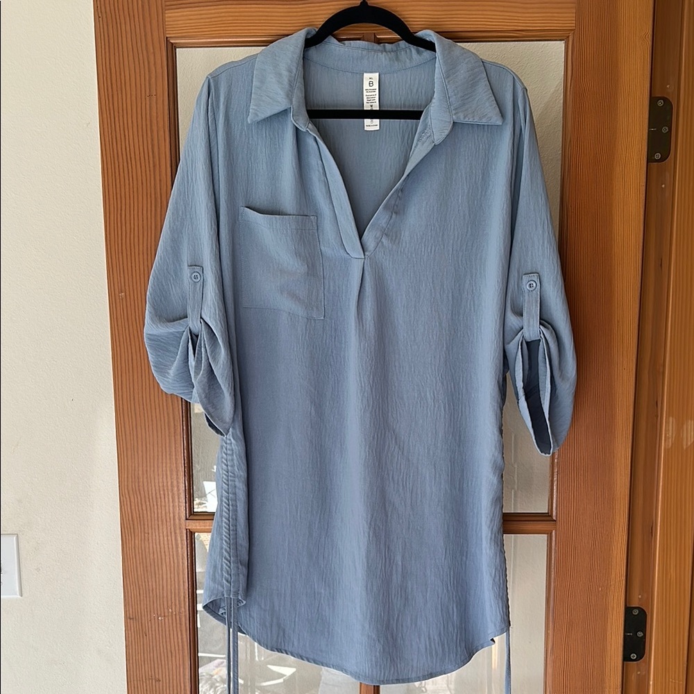 Casual Blue Tunic Blouse